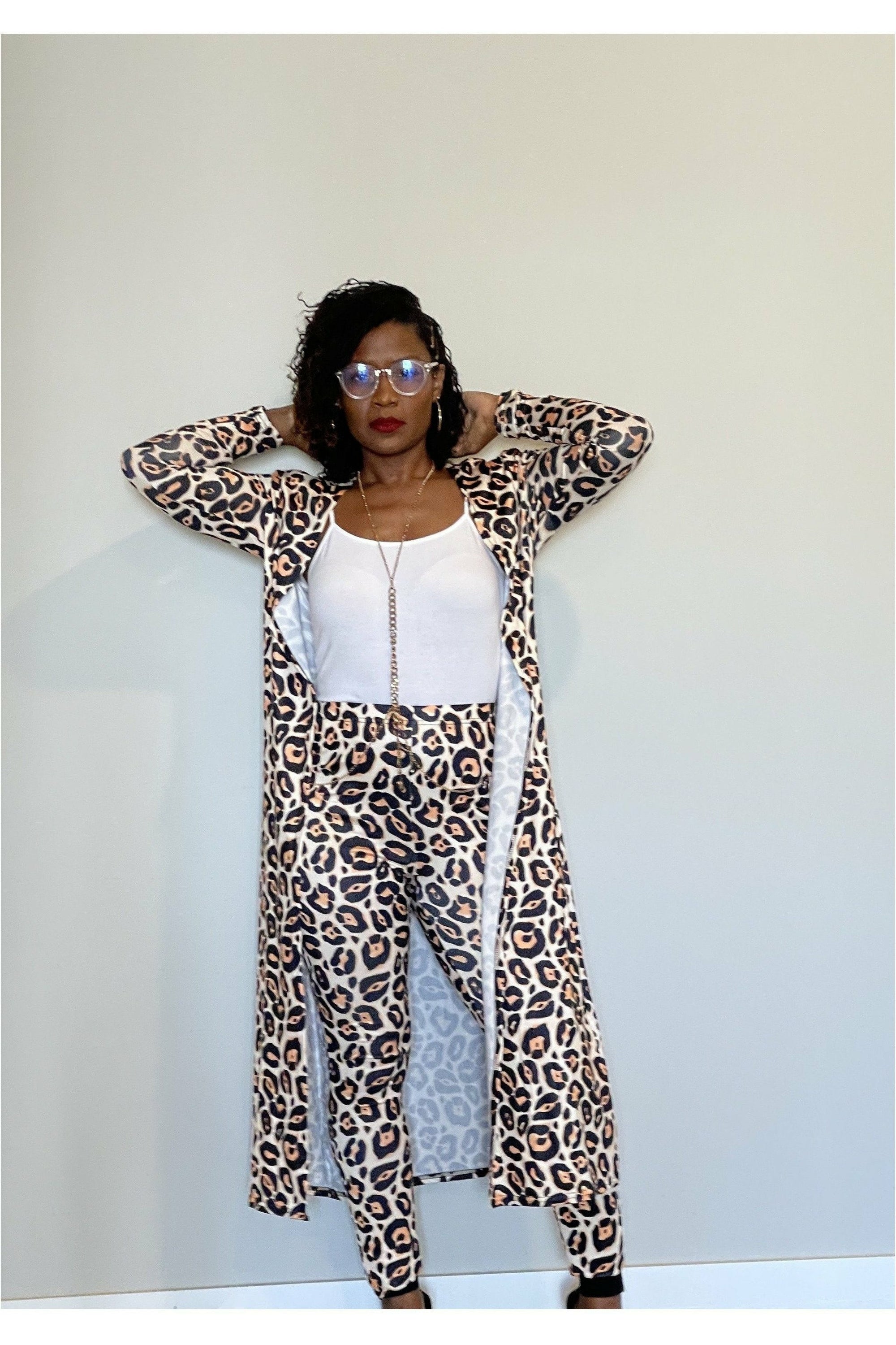 Classy Annie J 2pc Leopard Print Cardigan Set - Nore's Fashion