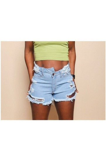 Torn apart offset denim shorts - Nore's Fashion